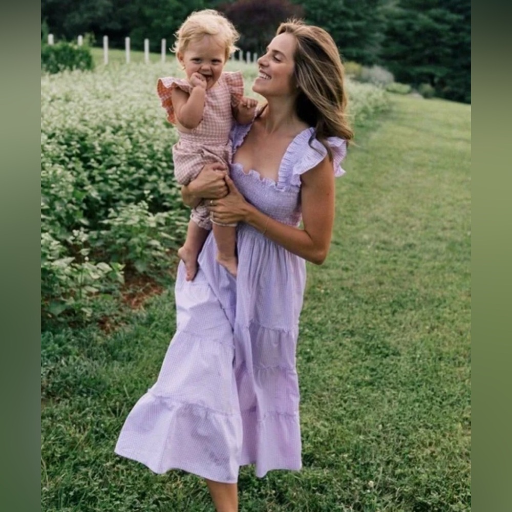 Hill House Lavender Lilac Ruffle Dress 100% linen dress medium